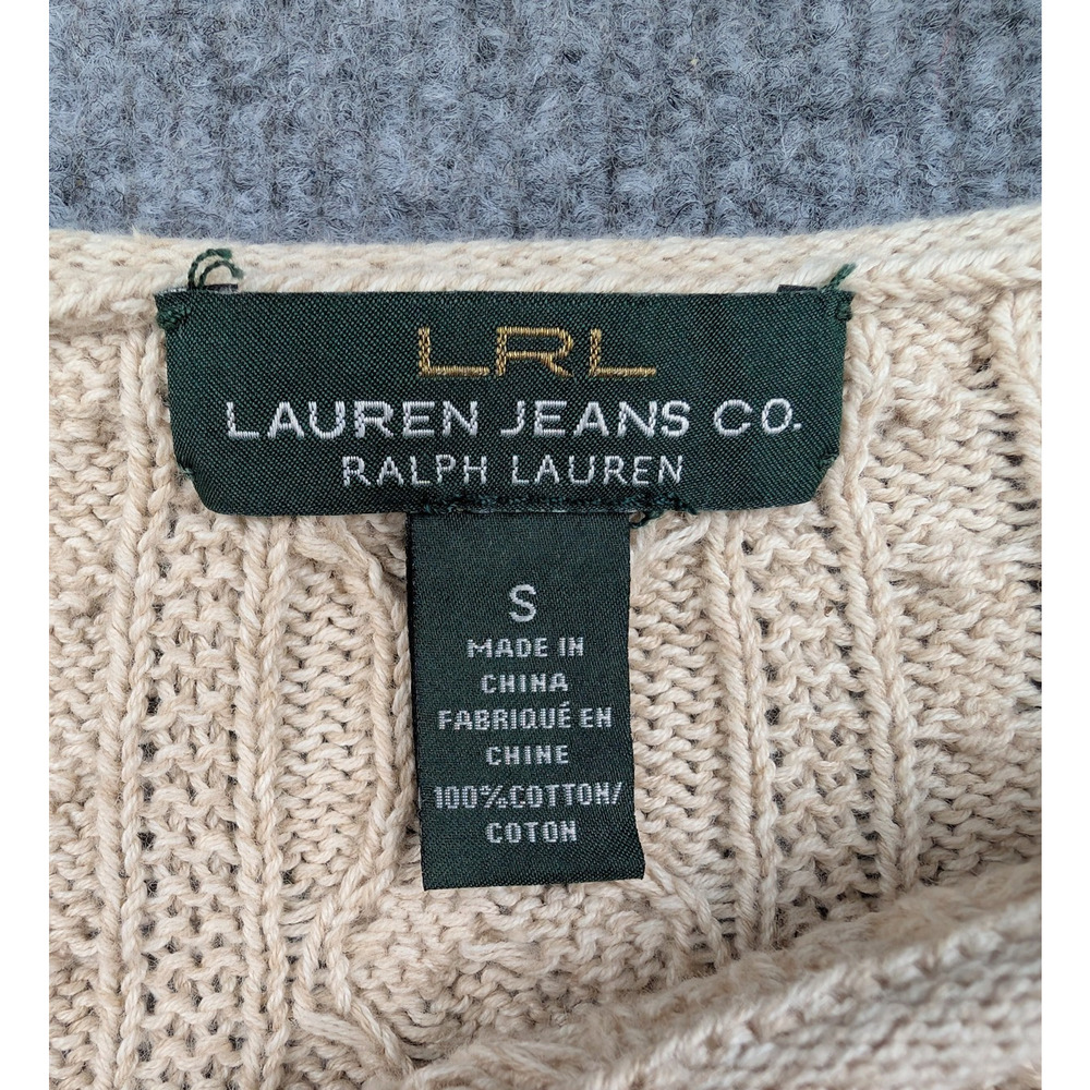 Ralph Lauren Cable Knit Sweater Womens Small Boat Neck Old Money Quiet Luxury - Picture 4 of 9